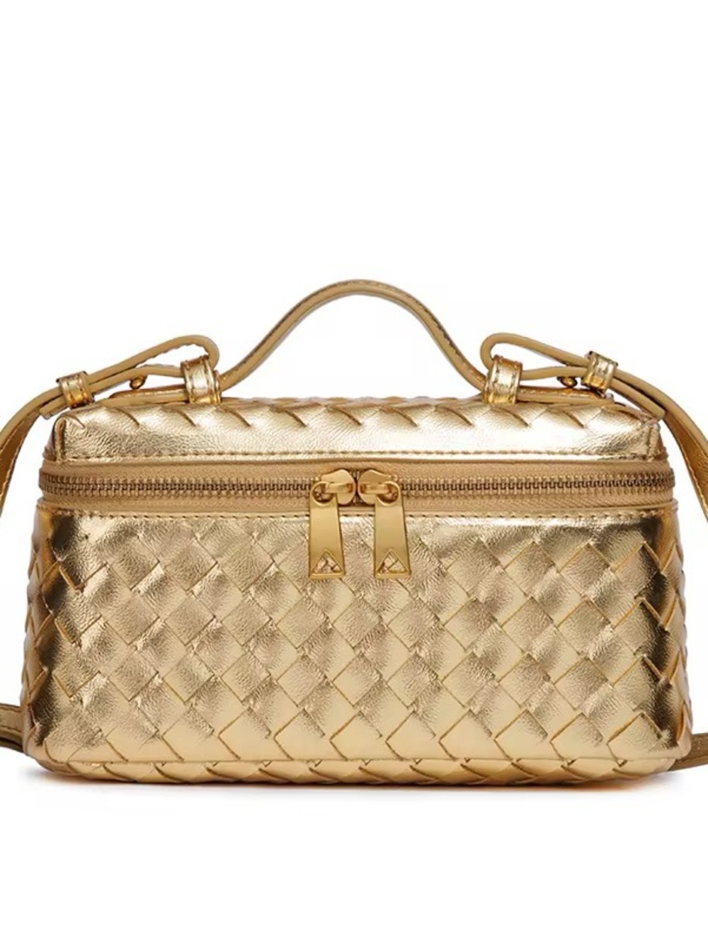 NEW trending elegant Metallic Gold Woven Crossbody Bag - Elegant Women's Handbag